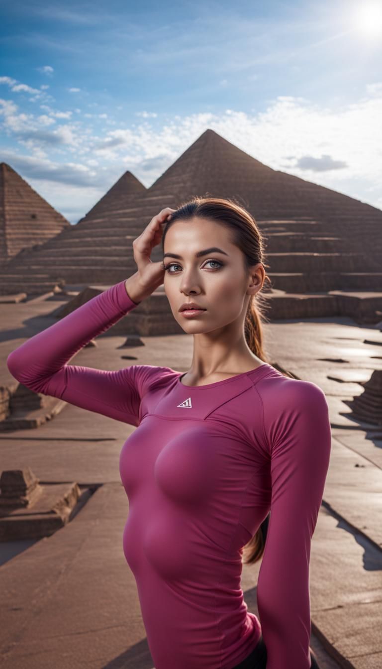 Fitness Model in Yoga Pose at Sunrise