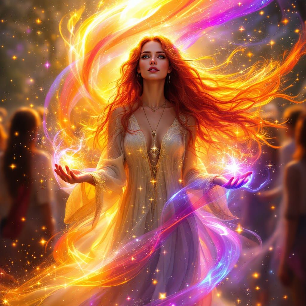 Ethereal Woman Radiating Healing Light, Fantasy Art