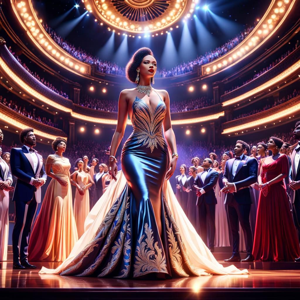 Opera Singer on Stage: Hyperdetailed Splash Screen Art