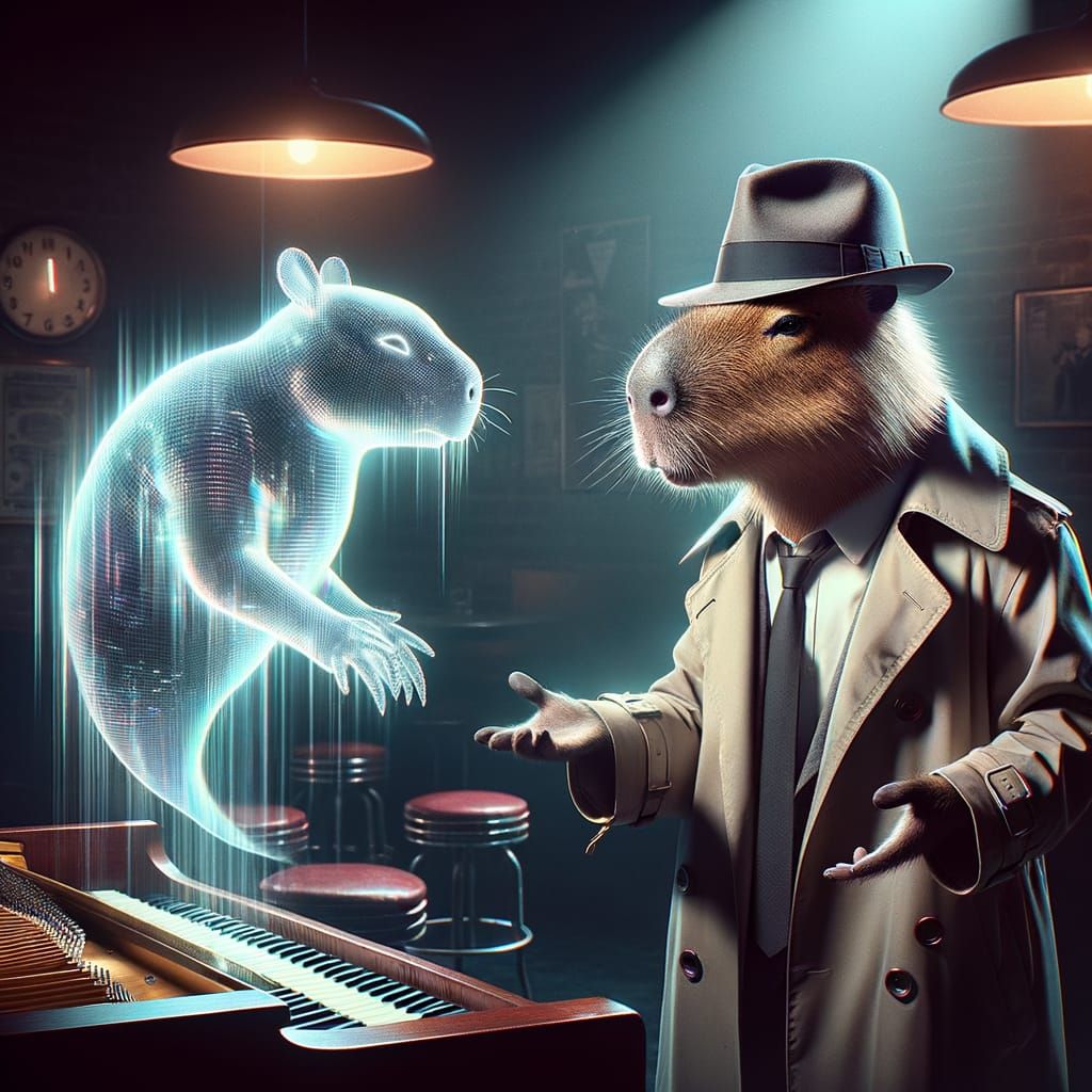 Detective Capybara Interrogates Flickering Ghost in Jazz Clu...