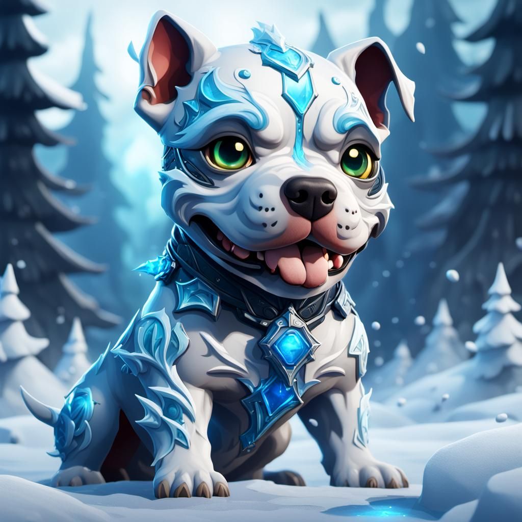 Chibi Frost Pitbull in Detailed Digital Art