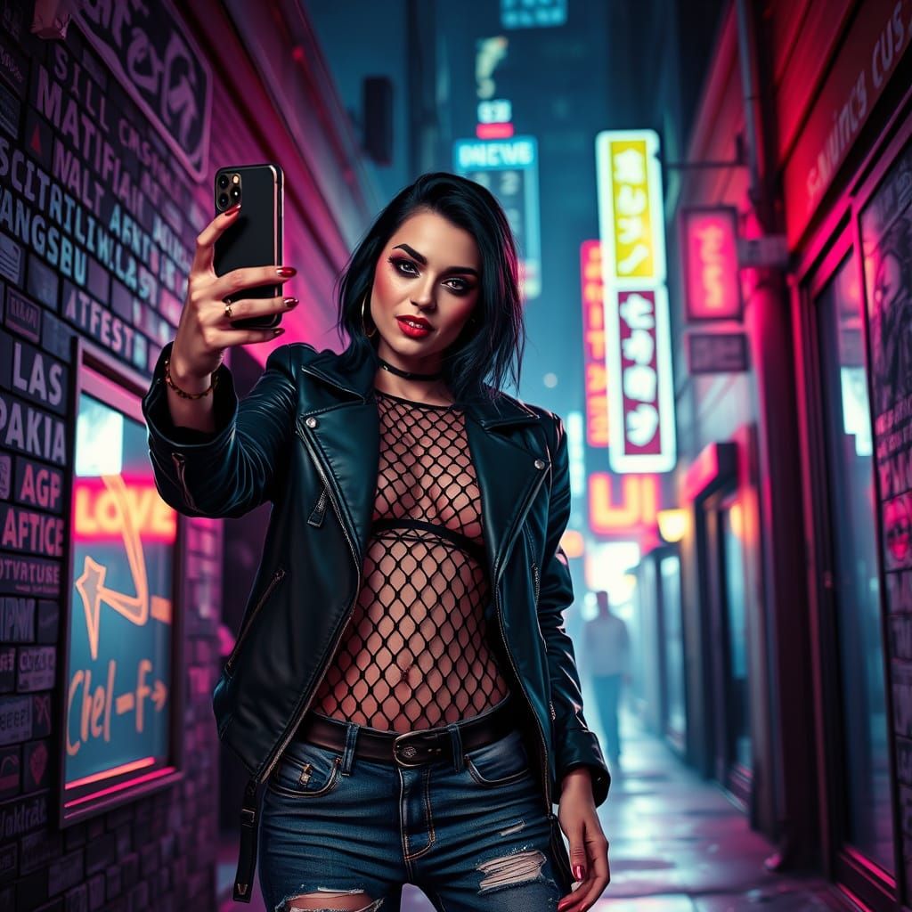 Dark Fashionista Vampire Captures Futuristic City Nights