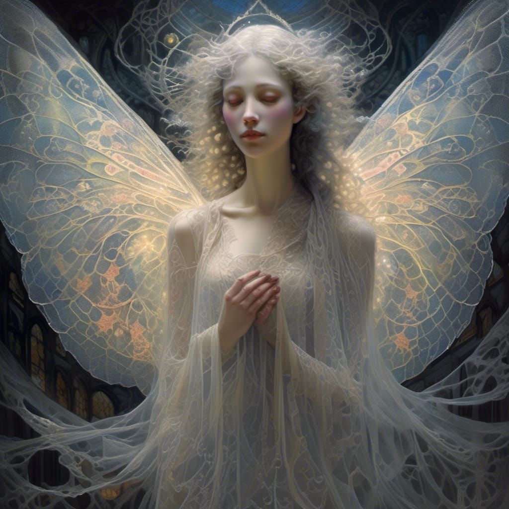 Ethereal Glowing Creature in Gothic Lace