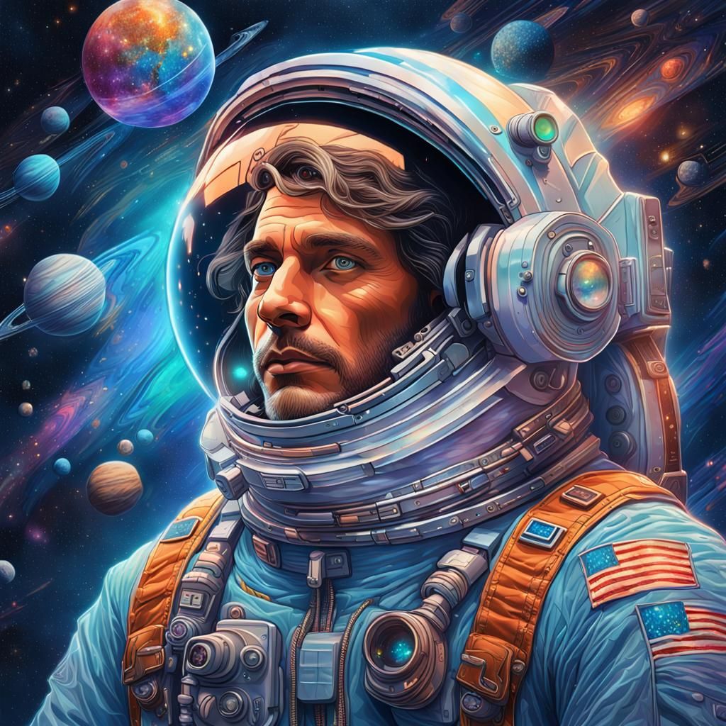 Major Tom's Holographic Space Walk: Cosmic Portrait