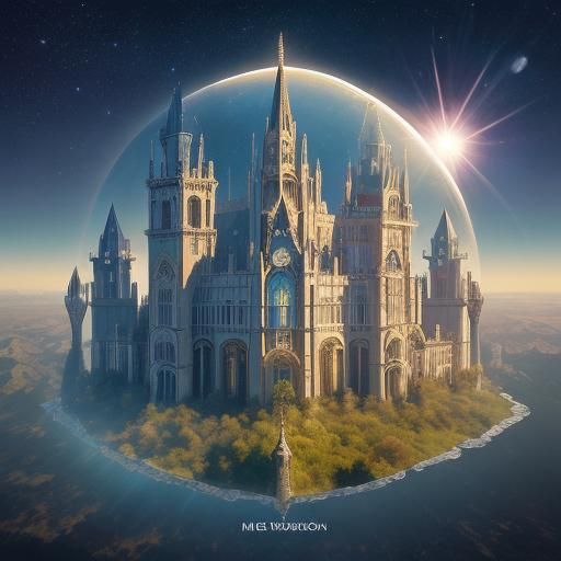 Surreal Sun and Moon Dreamscape in Victorian Gothic Style