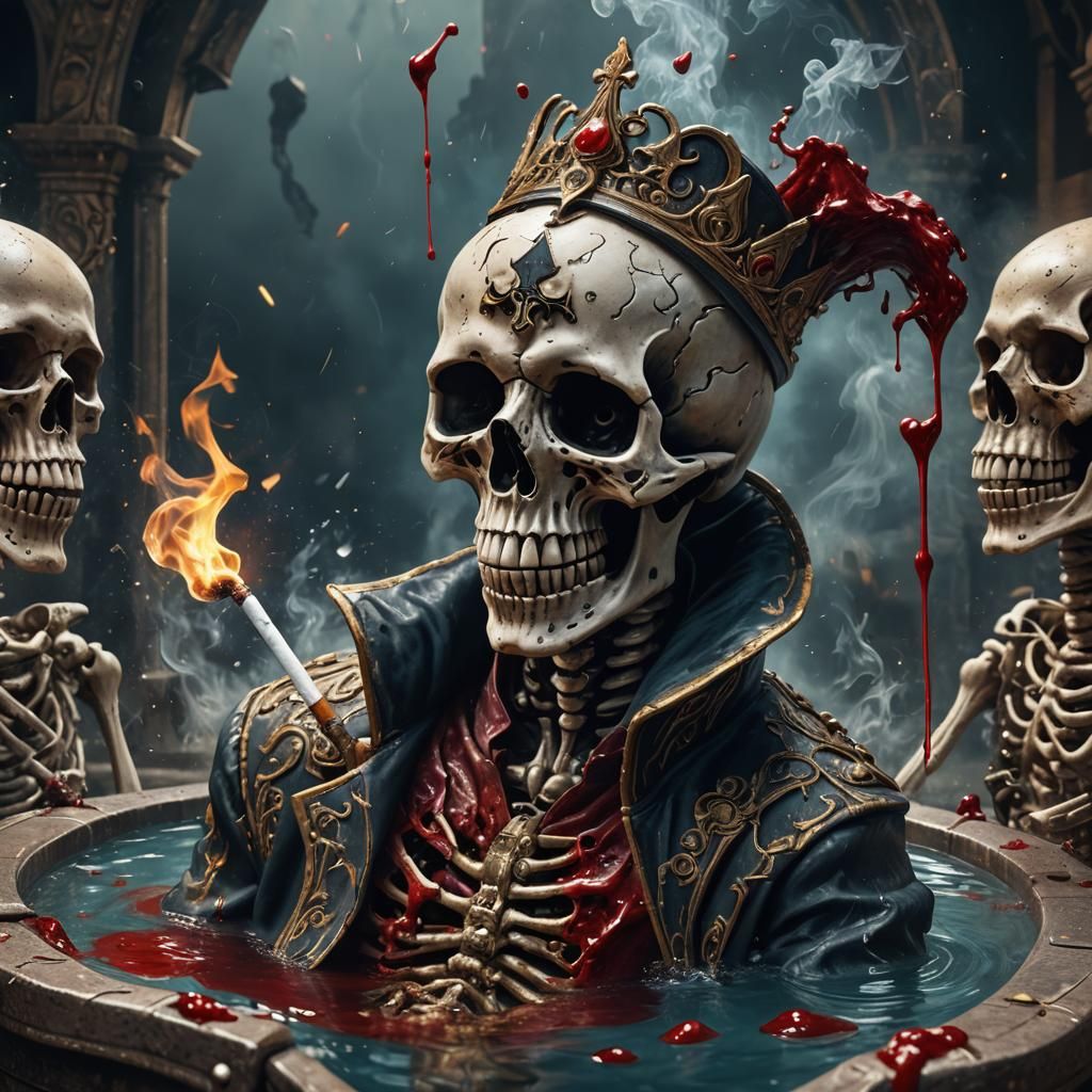 Skeleton Ace of Spades Sinking in Blood