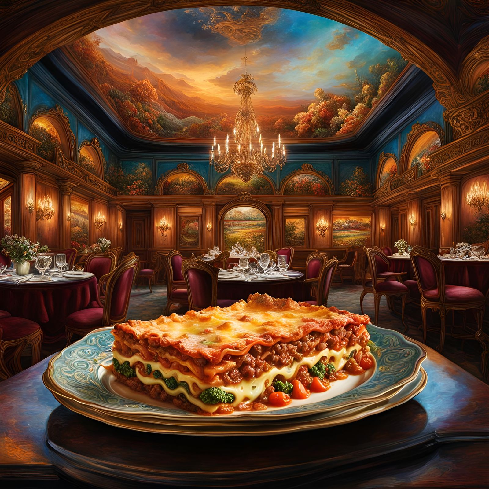 Luxurious Lasagna in Art Nouveau Restaurant