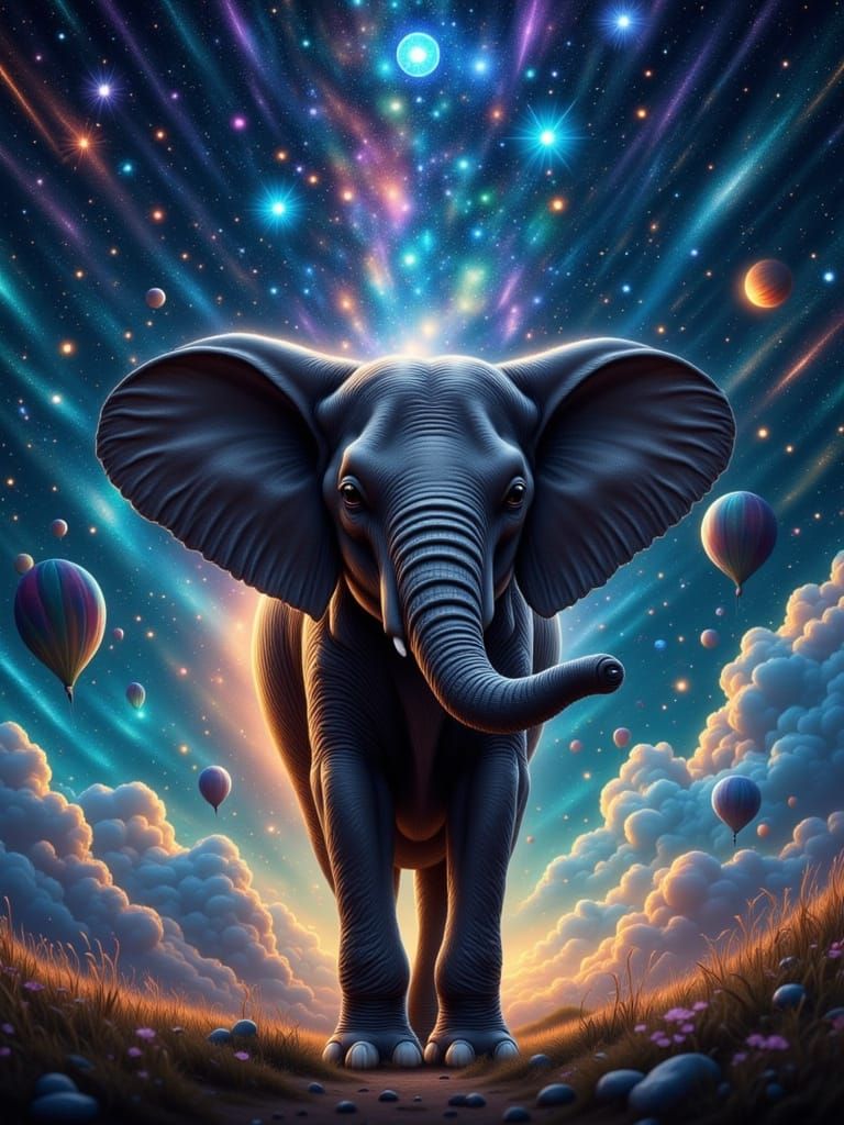 Cute Starry Elephant in Cosmos