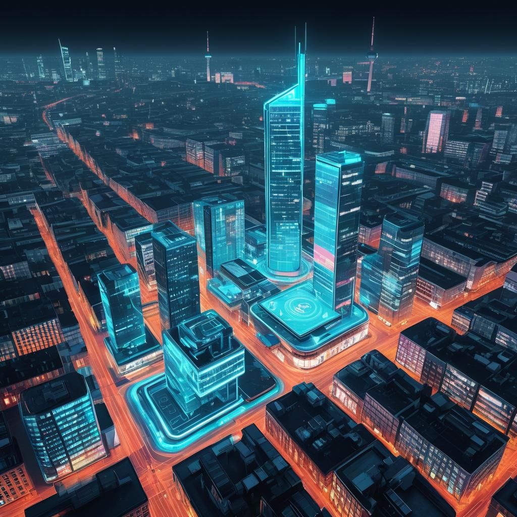 Ein hyperrealistisches digitales Kunstwerk zeigt Düsseldorf ...