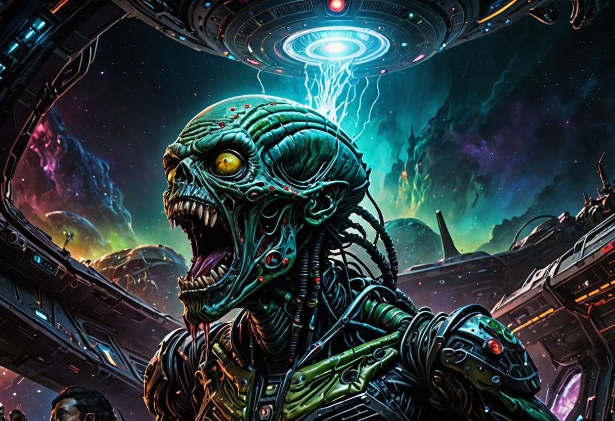 Alien Zombie Invasion: Hyperrealistic Concept Art