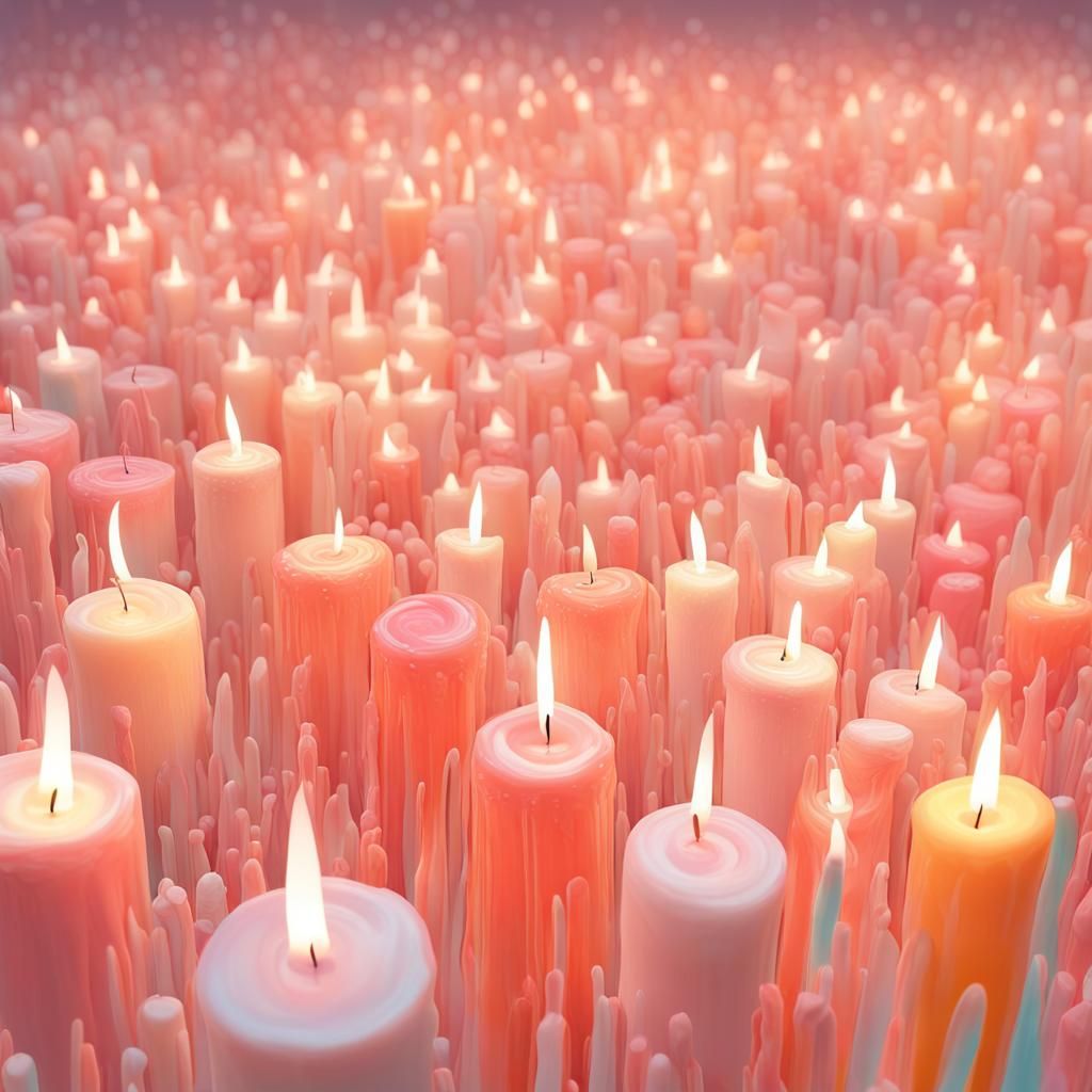 Candyland Wax Candles Abstract Oil Painting