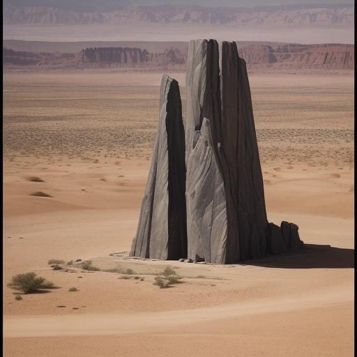 Monolith in Desert Landscape