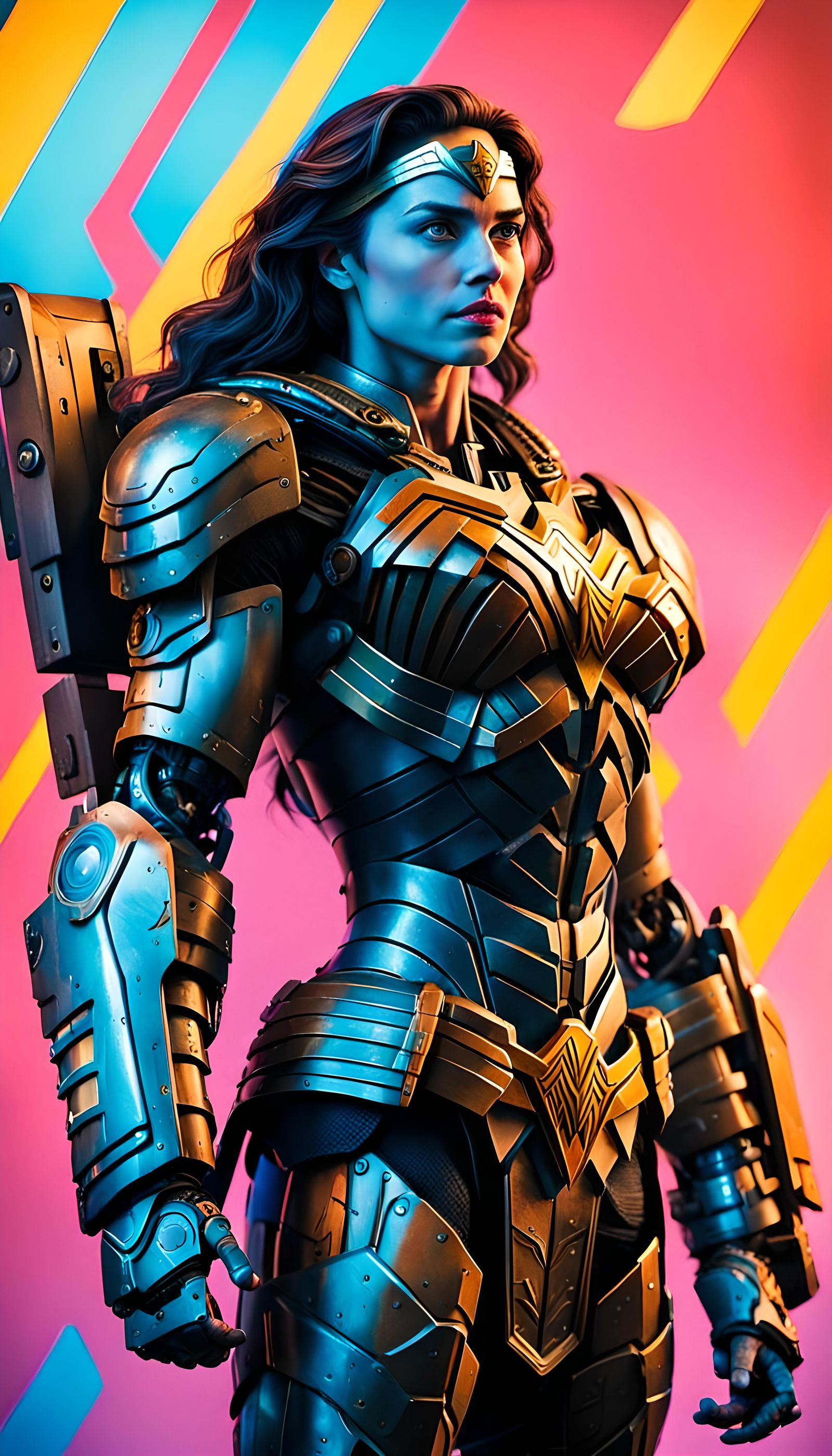 Wonder Woman in Power Armor Cinematic Still