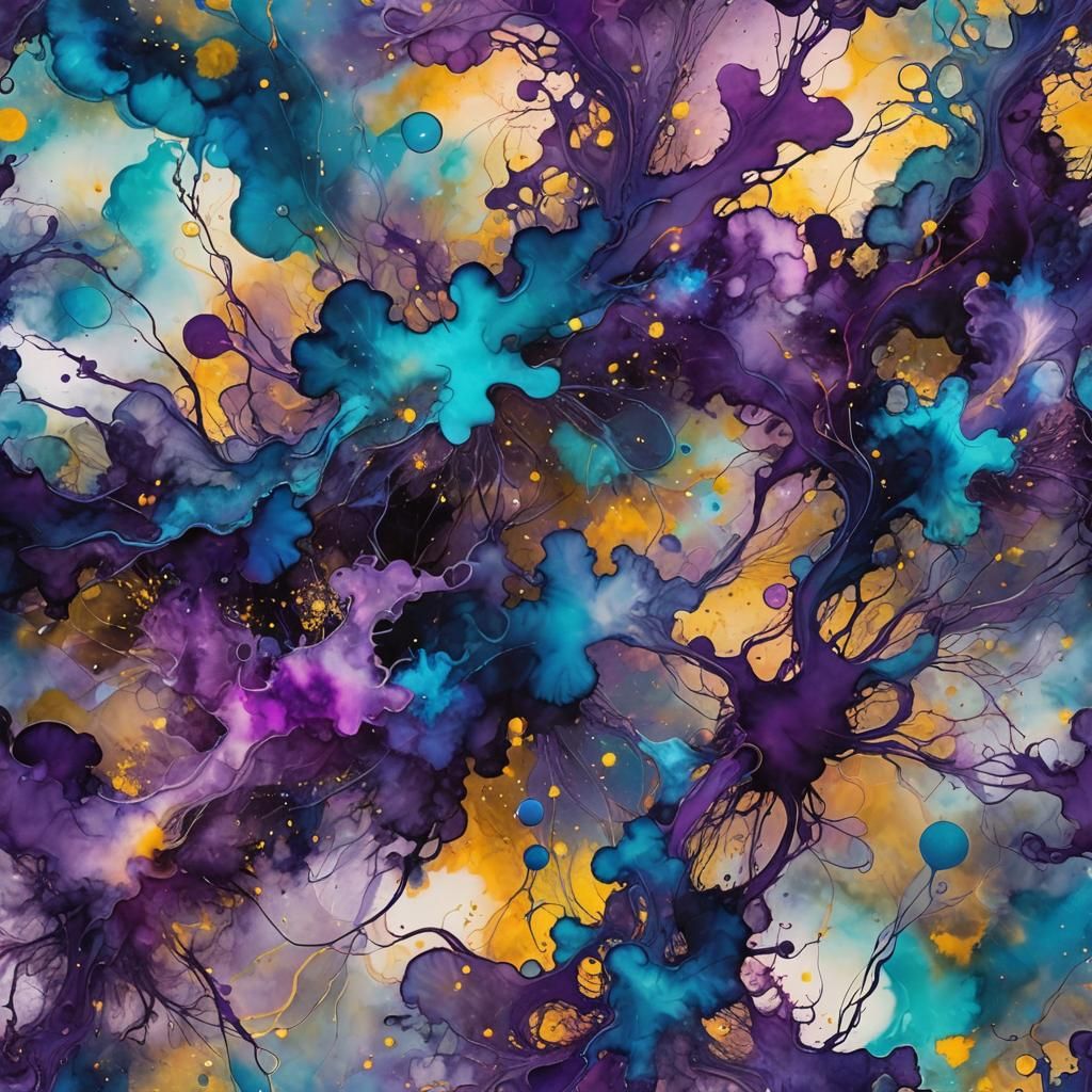 Vibrant Abstract Expressionism in Alcohol Ink Dreamscape