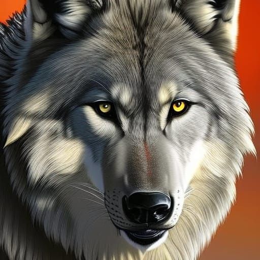 Hyperrealistic Wolf-Lion Hybrid in Splash Art Style
