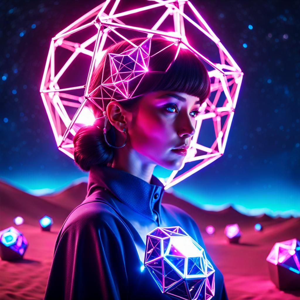 Woman and Pink Being on Sacred Planet