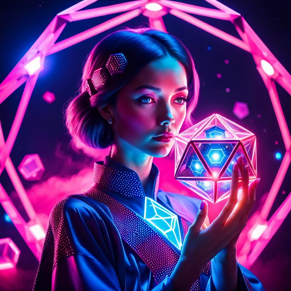 Woman and Pink Being on Distant Planet