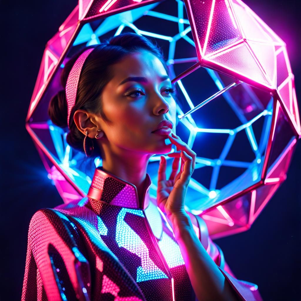 Woman and Pink Being on Distant Planet