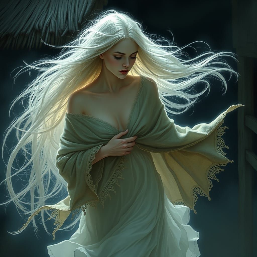 Ethereal Banshee in Rustic Irish Cottage