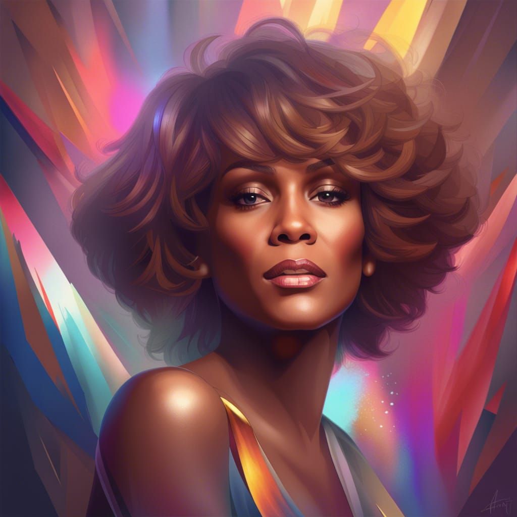 Whitney Houston Portrait in Art Nouveau Style