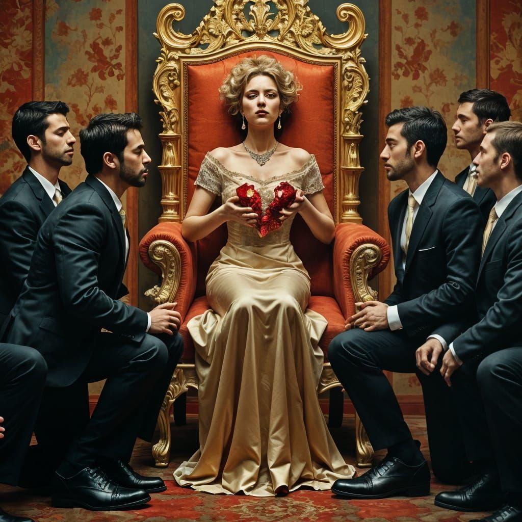 Diva on Throne with Broken Hearts