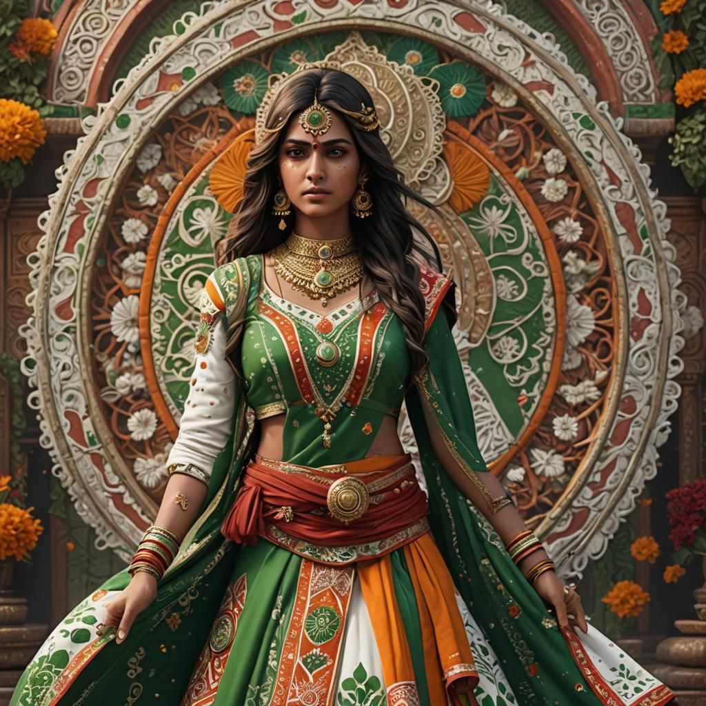 Hindu Woman in Ornate Attire