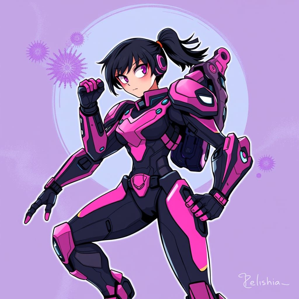 Cyberpunk Anime Heroine Mech Suit