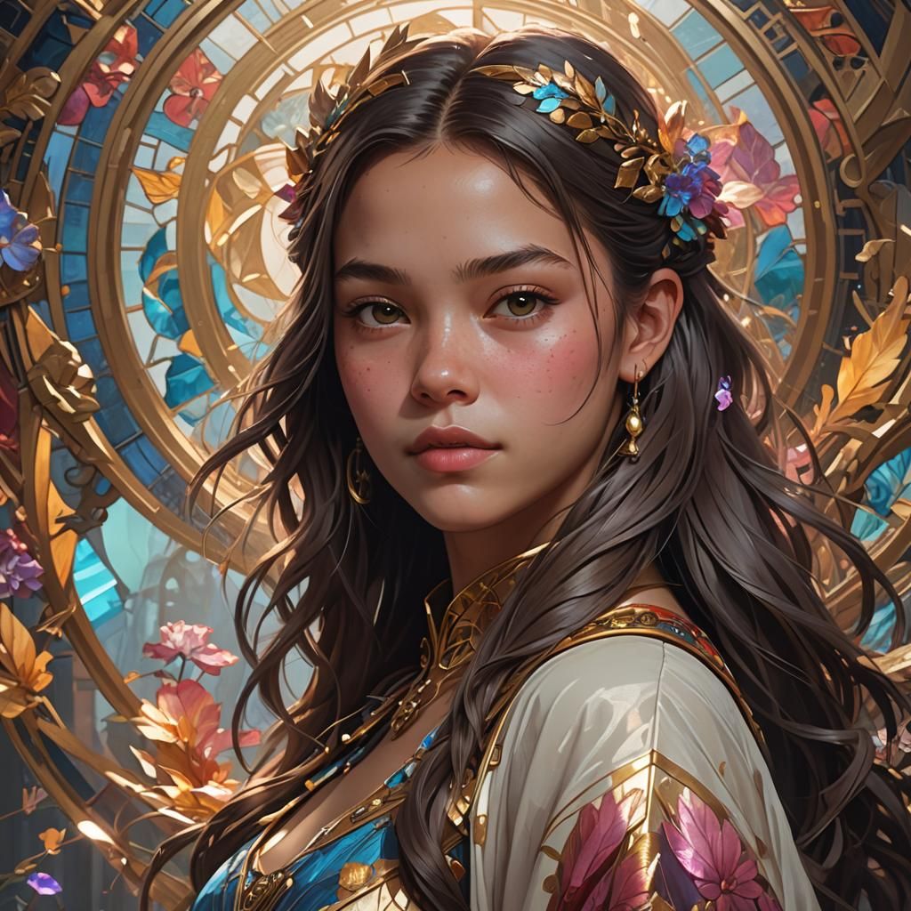 Olivia Rodrigo Portrait: Artgerm, Rutkowski, Mucha Style