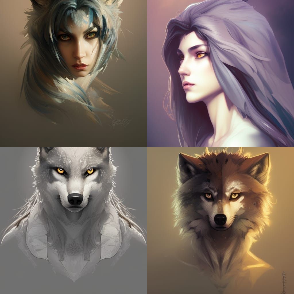 Detailed Wolf Girl Portrait in Hyperrealistic Style
