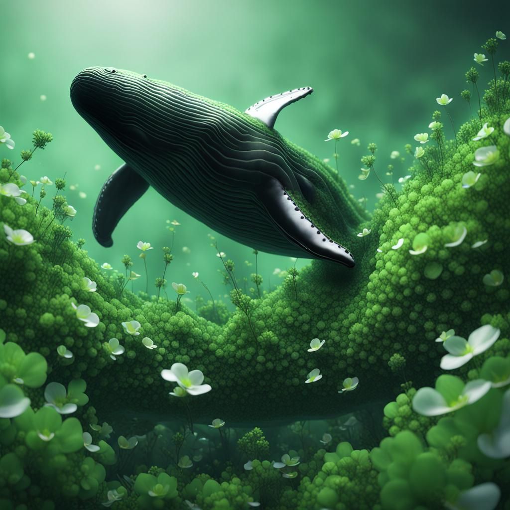 Floral Whale in Cinematic 3D Graphics