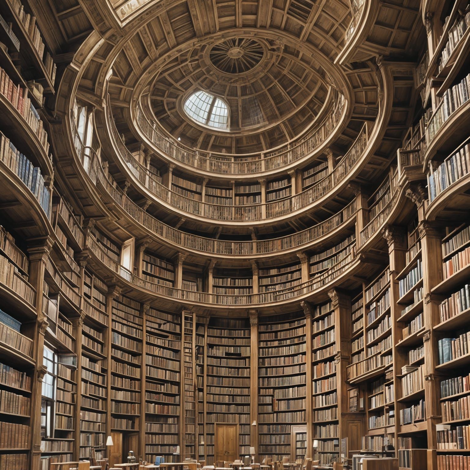 Whimsical Library with Flying Books