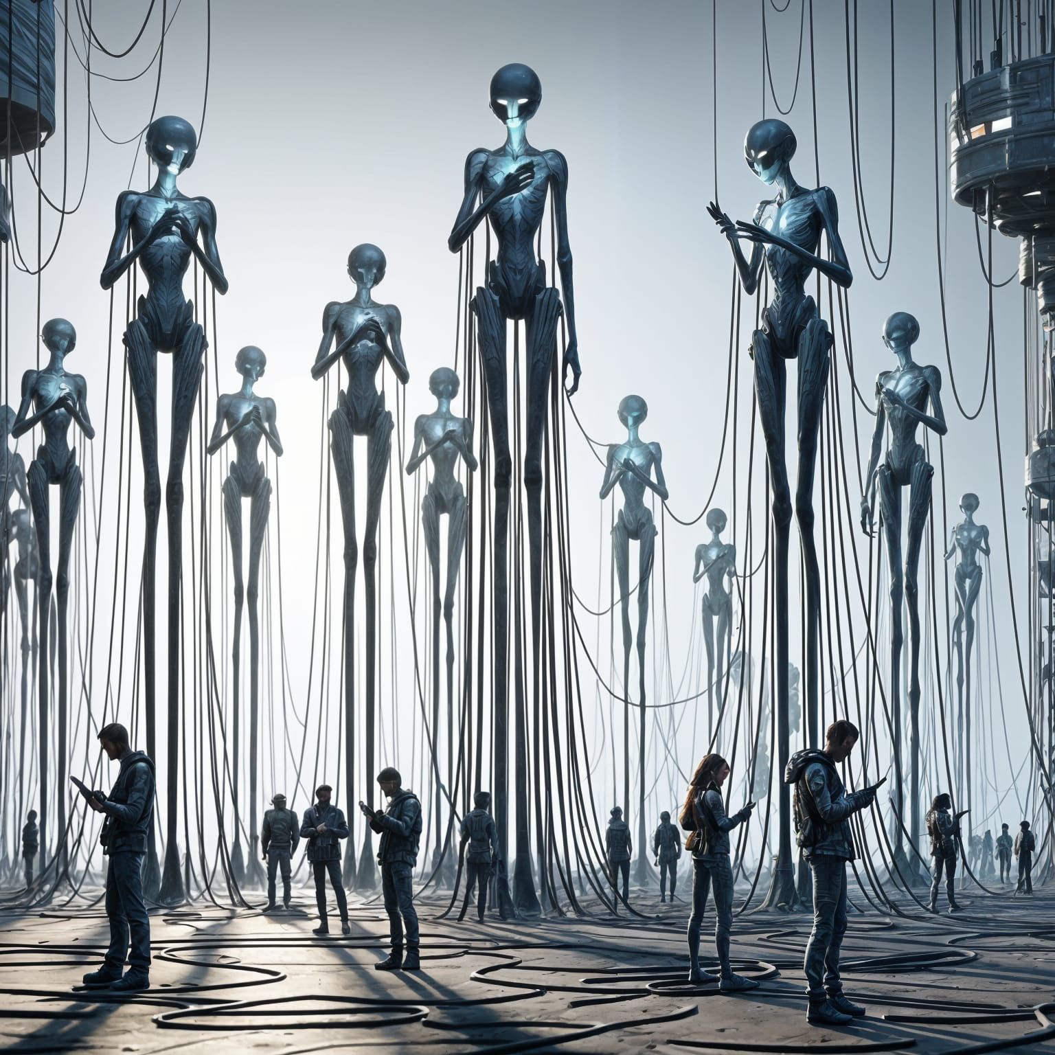 Intriguing 3D Scene: Aliens Manipulating Humans