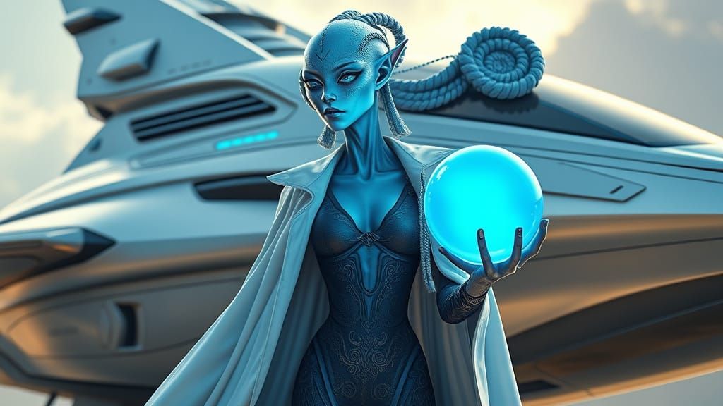 Towering Blue Alien Goddess Stands Majestically Outside Meta...