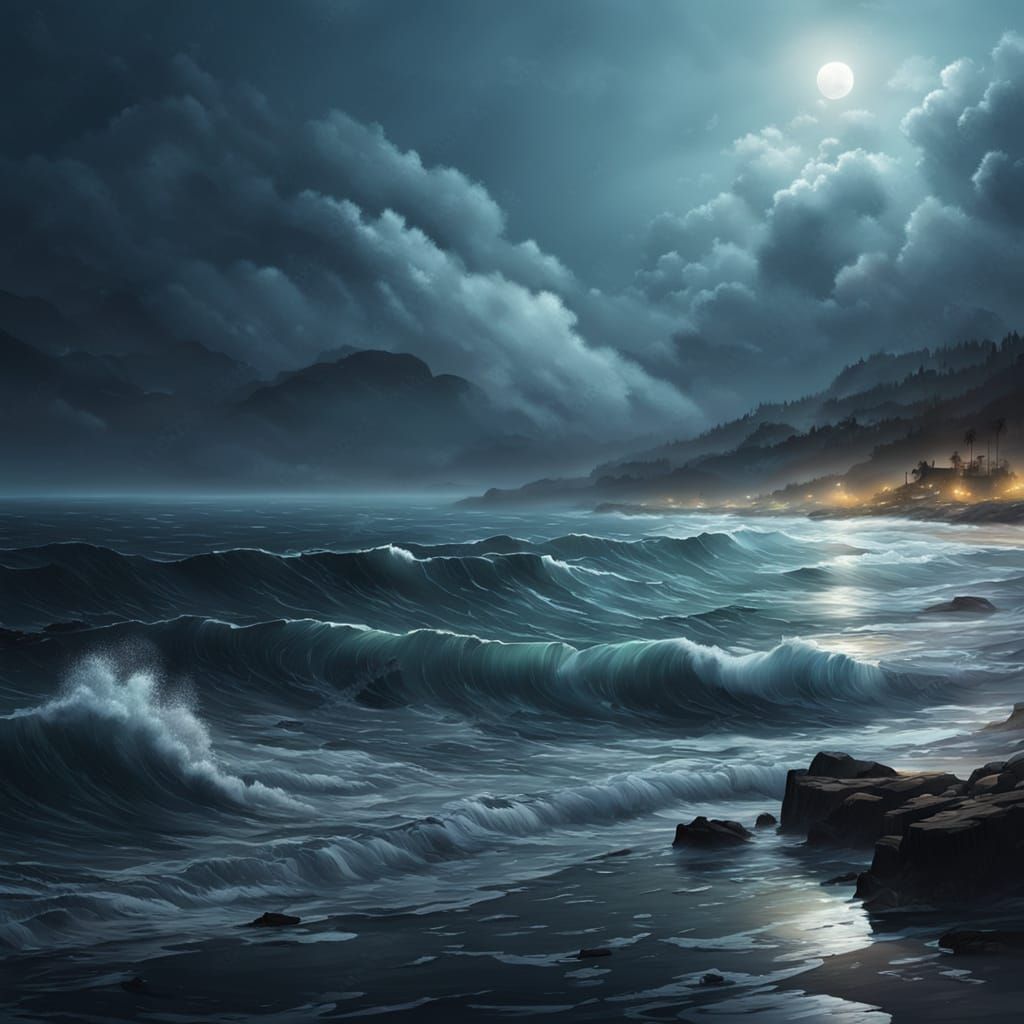 Mysterious Coastline Unveiled in Hyperrealistic Style