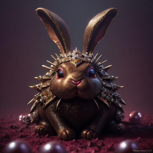 Jewel-Encrusted Chocolate Bunny: Detailed Matte Painting