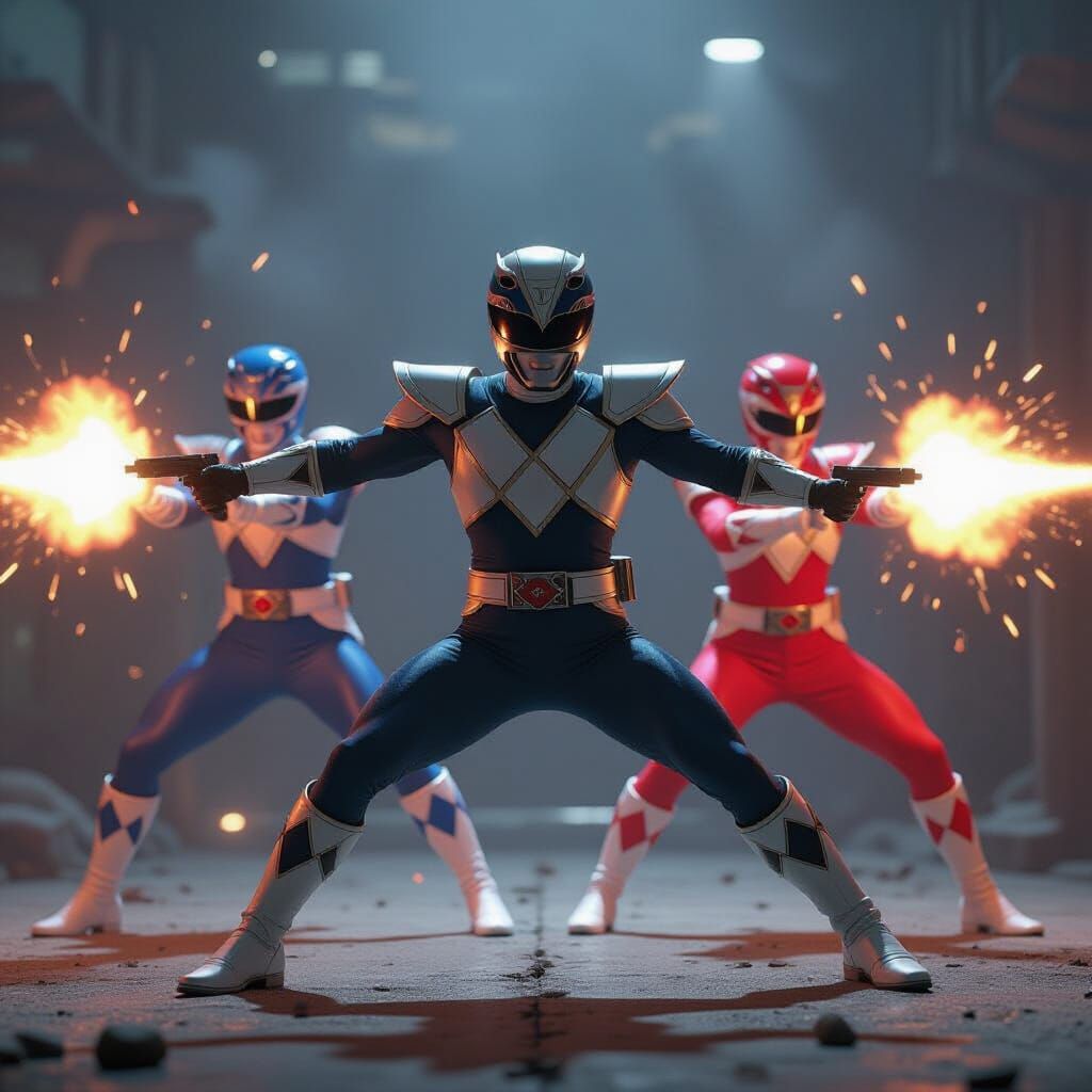 Gritty Power Rangers Realistic Combat Scene