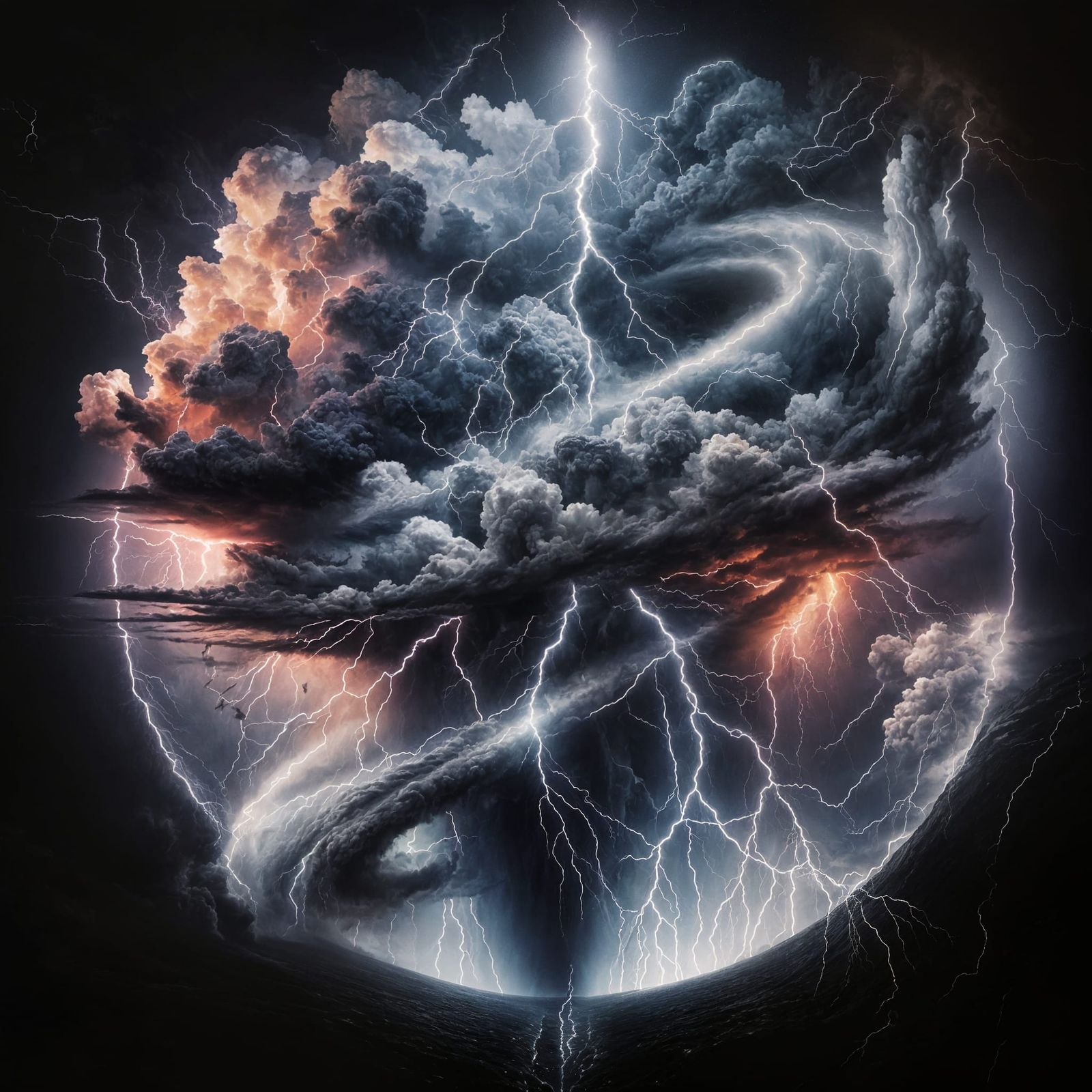 Storm Inside Lightning Bolt: A Double Exposure Illustration