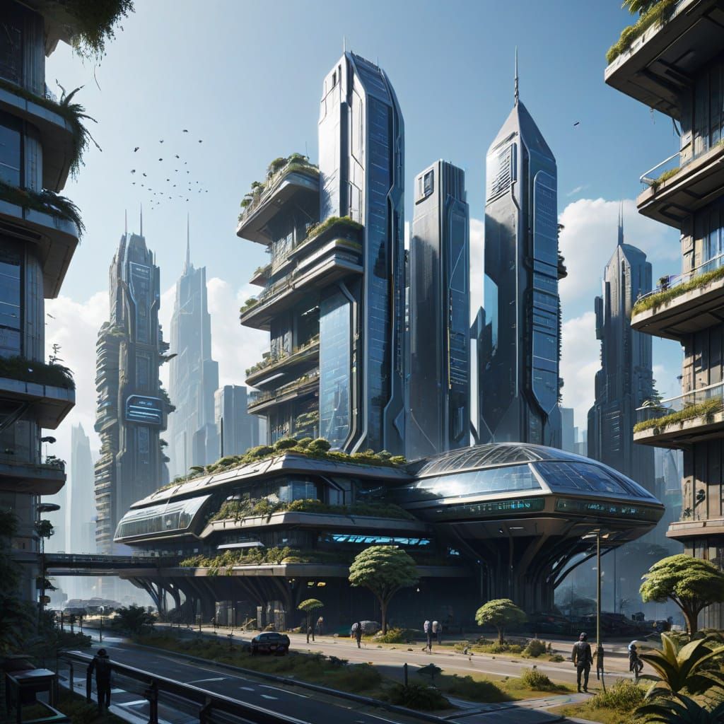 Futuristic Cityscape in Vivid Detail