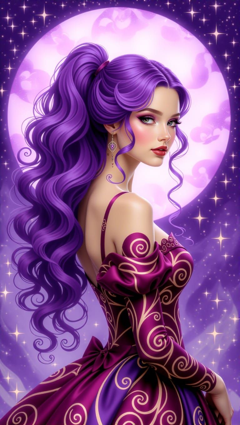 Mystical Lilac Goddess in Whimsical Fantasy Dress