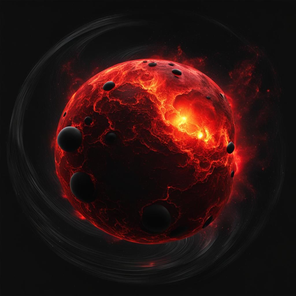 Molten Sphere: A Fiery Orb in Deep Space