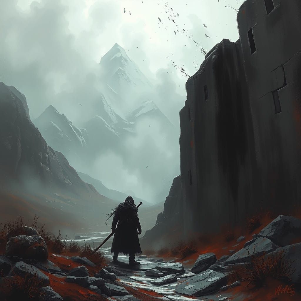 Ethereal Valley Landscape in Dark Fantasy Style