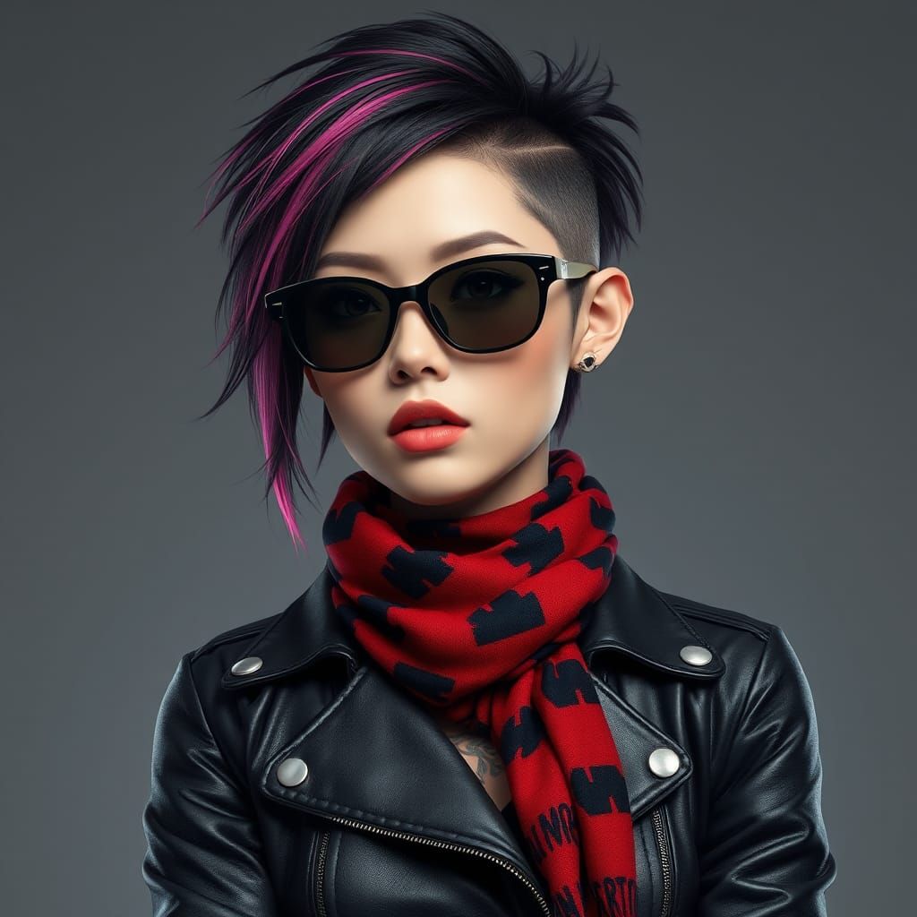 Japanese Punk Beauty: A Detailed Matte Painting