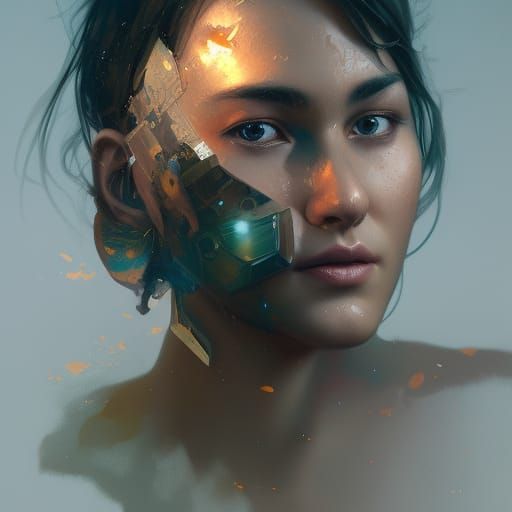 Detailed Portrait Embodying Despair, Digital Art