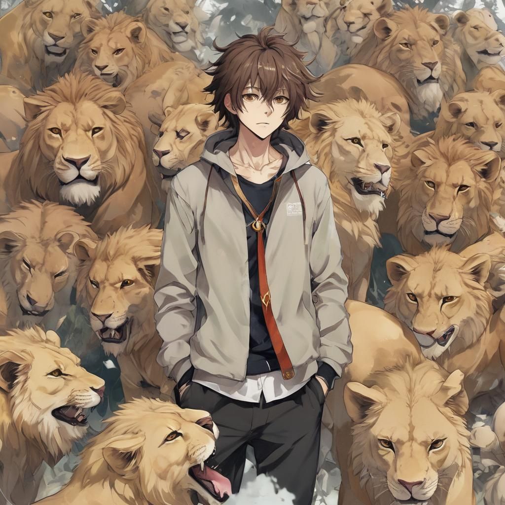 Anime Lion Boy Illustration in Manga Style