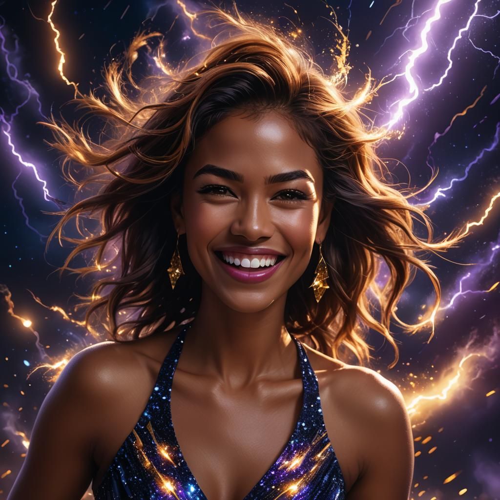 Moonlit Woman Portrait in Vivid Digital Art Style