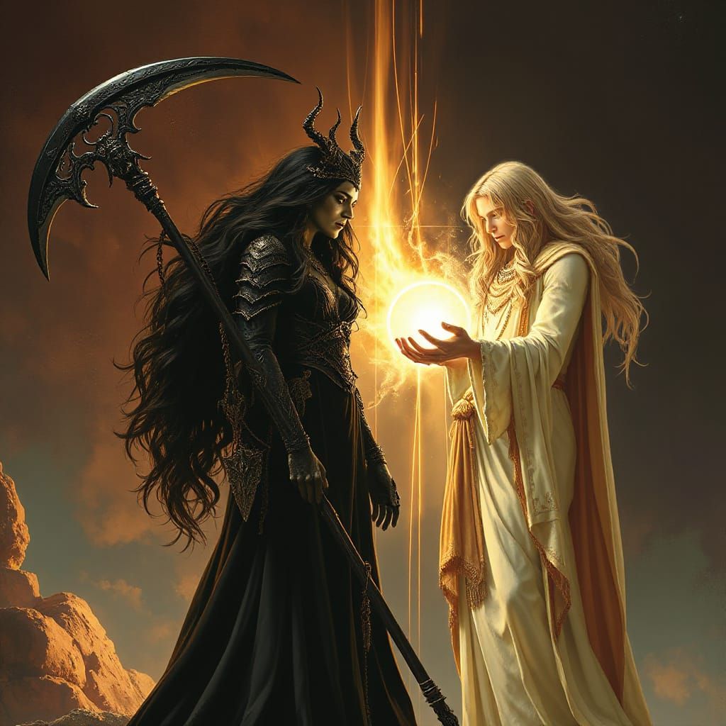 Goddess of Death Confronts God of Light