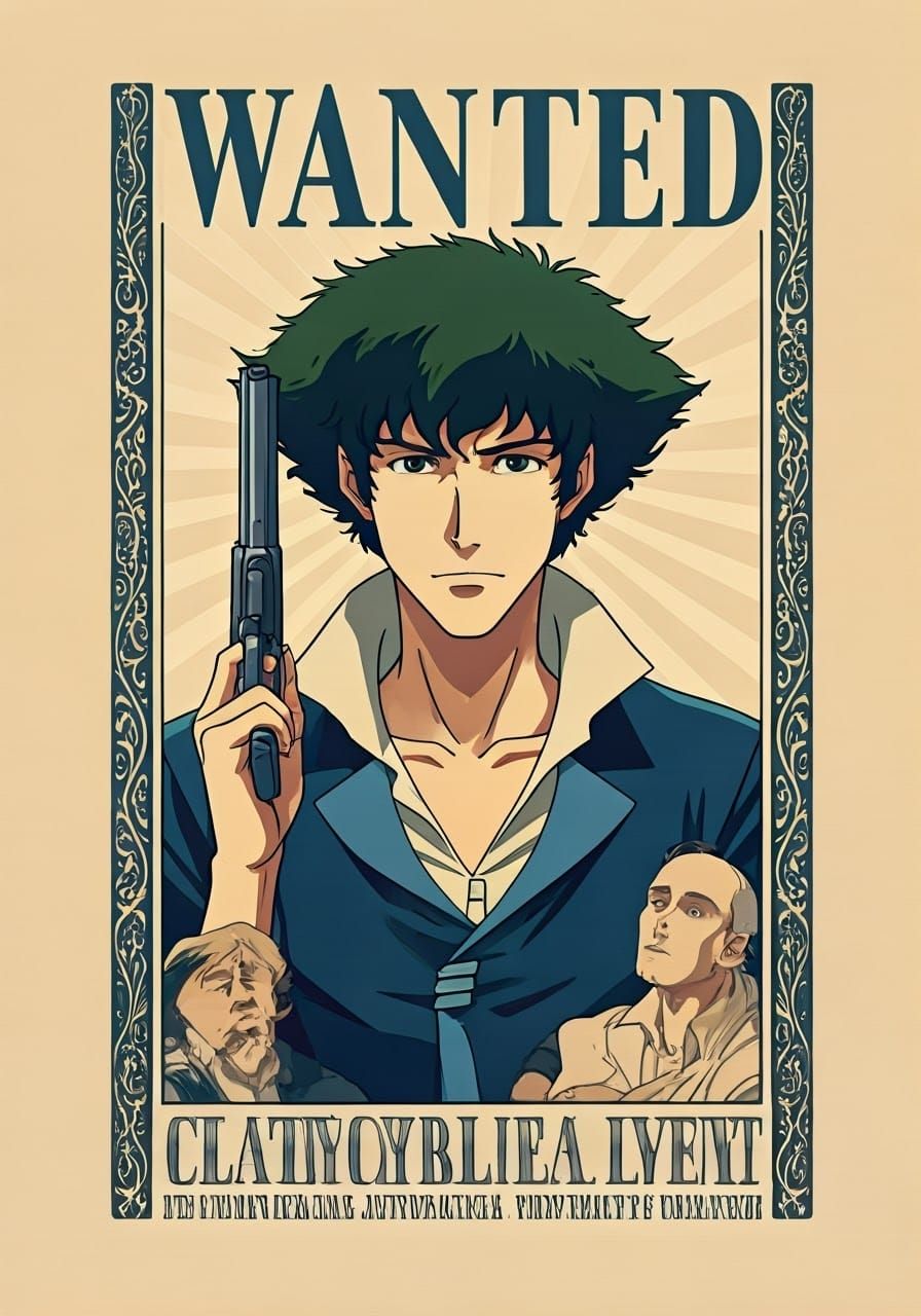 Cowboy Bebop Wanted Poster in Art Nouveau Style
