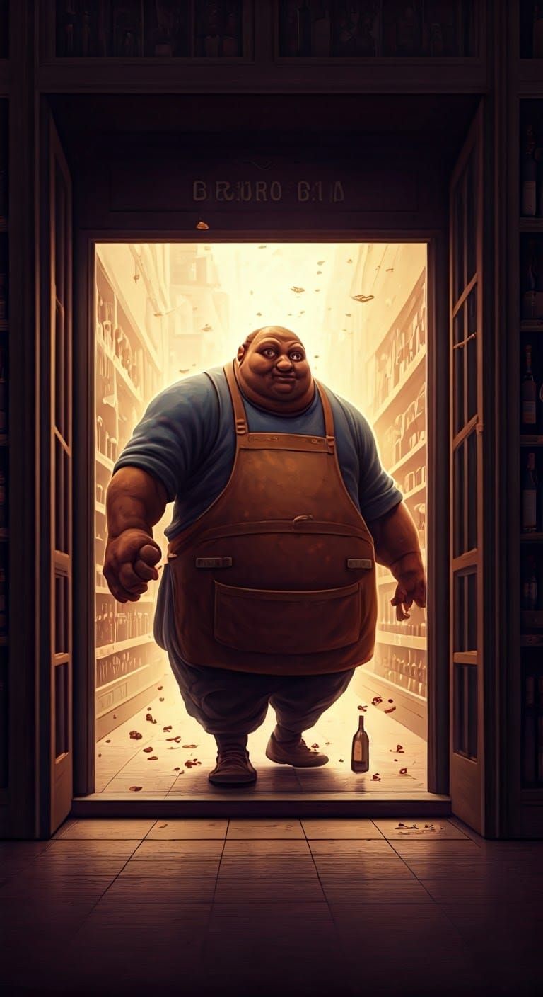 Robust Wine Merchant Emerges with Vino and Small Fairies