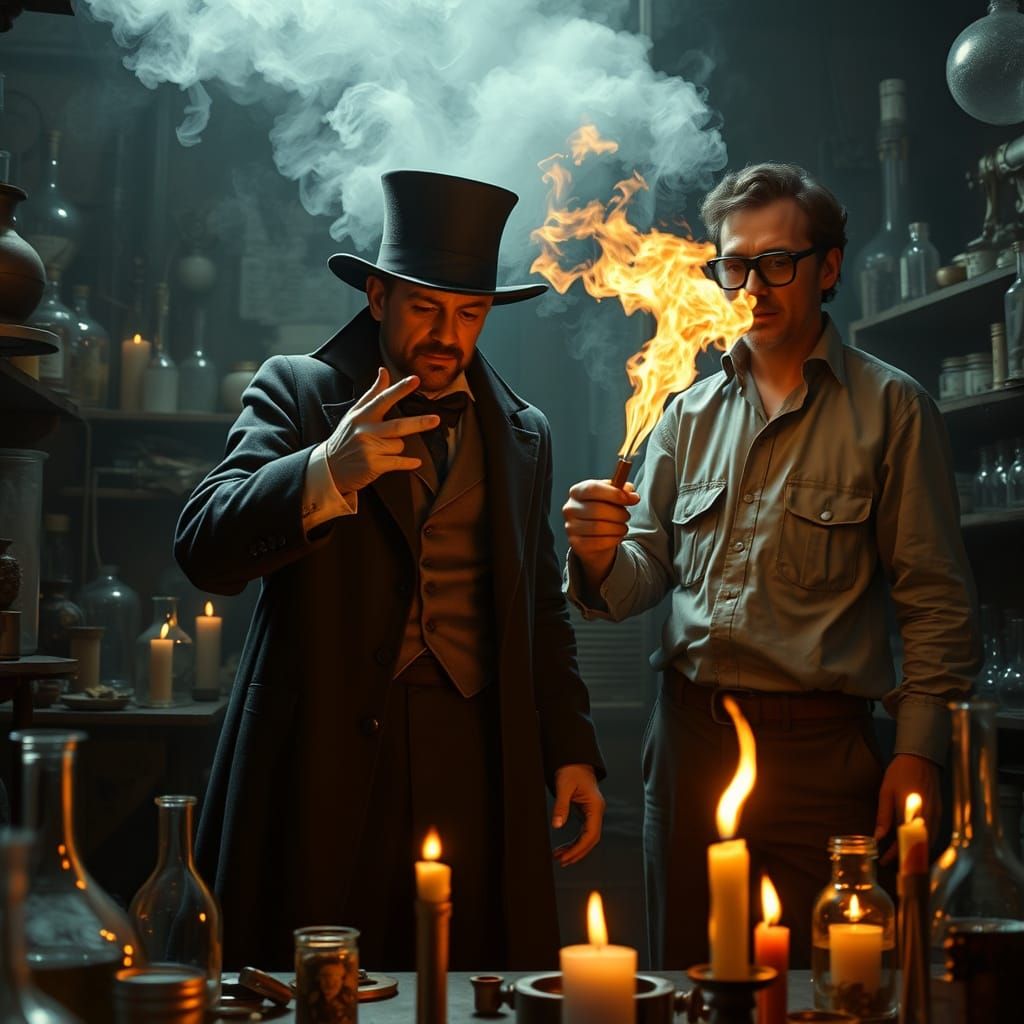 Magician vs Science Guy in fire starting competition