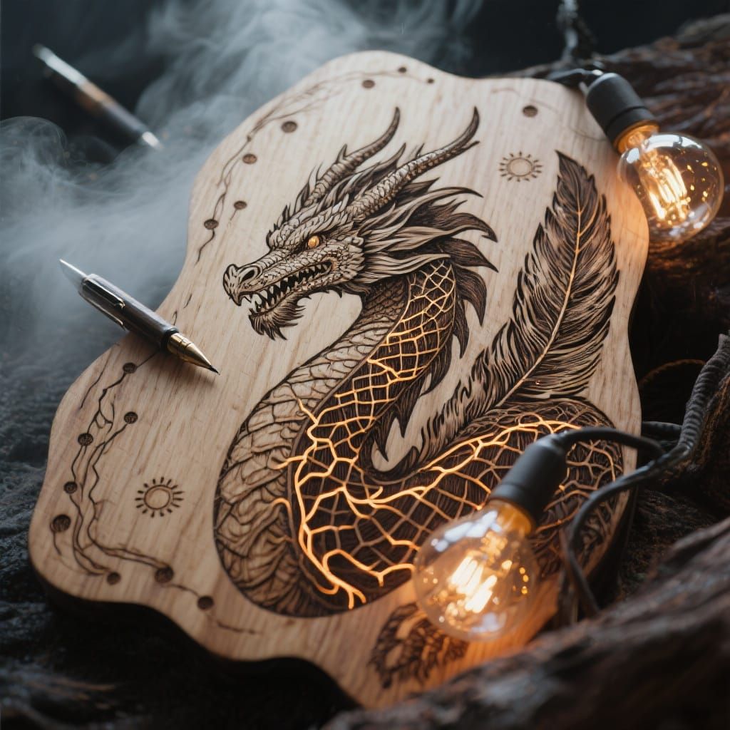 Lichtenberg Wood Burning with Neon Accents